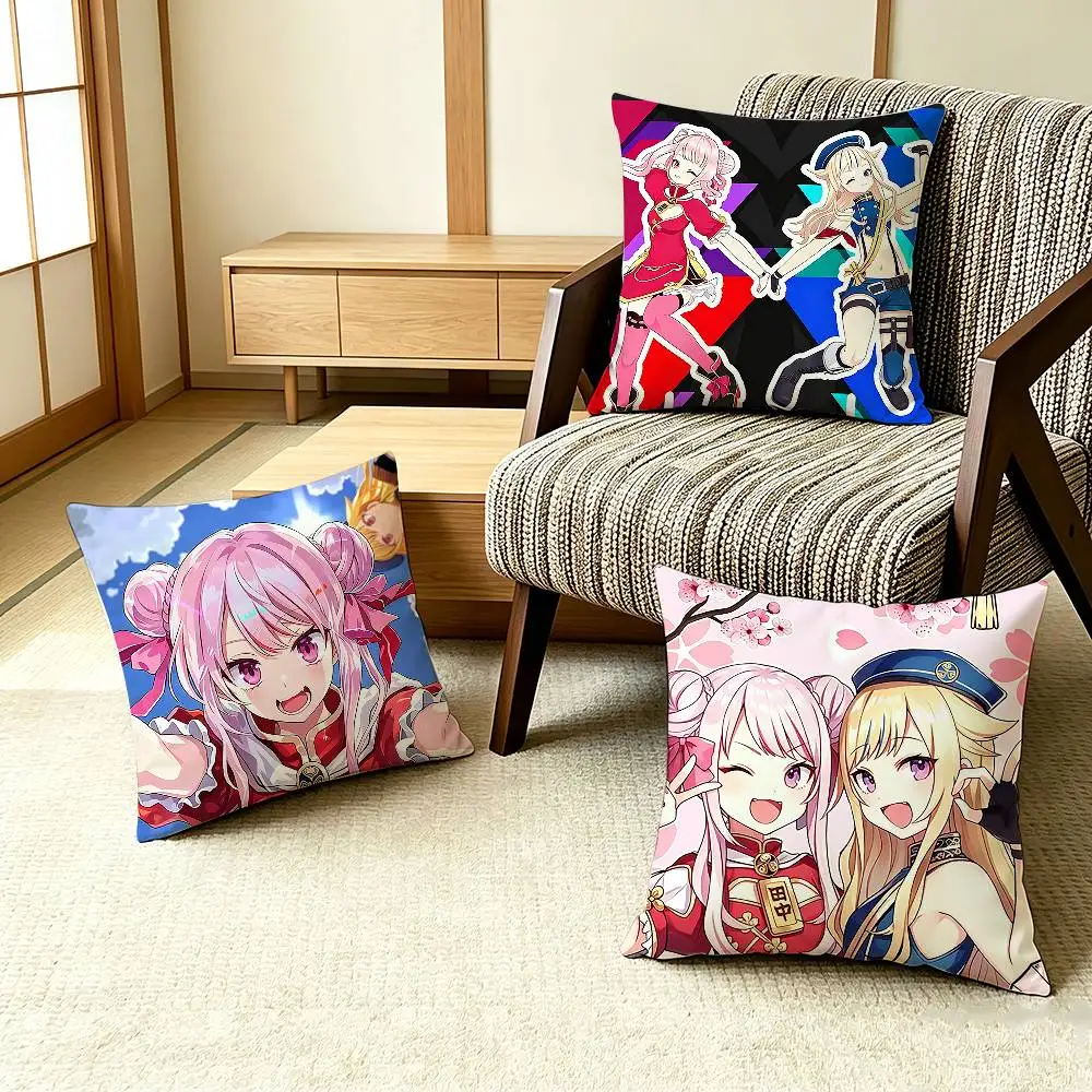 COOL H-HIMEHINA Tanaka Hime Suzuki Hina   Pillow Case Pattern Printed Pillowcase For Living Room Sofa Cushion Cover