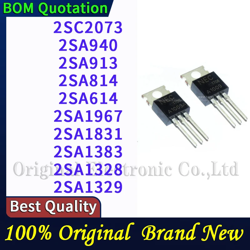 10pcs/lot 2SC2073 2SA940 2SA913 2SA814 2SA614 2SA1967 2SA1831 2SA1383 2SA1328  plastic casing Original  In stock High quality