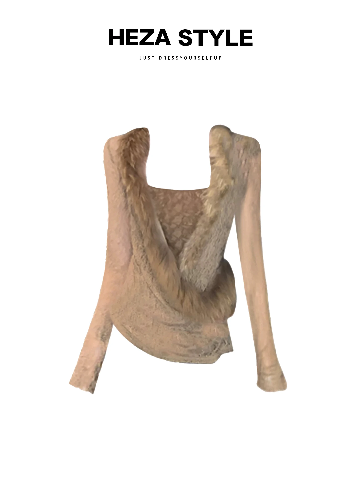 

Женский топ Heza Spicy Retro Girl с эффектом двухслойности, кружевной отделкой и меховым воротником, осенне-зимний дизайн, базовый слой