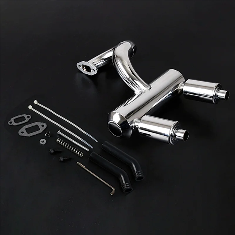 

FRIHA-RC Car Double Mute Pipe Exhaust Pipe For 1/5 Losi 5Ive T Rovan LT 29CC 30.5CC 32CC 36CC 45CC Engine Rc Car Update Accessor
