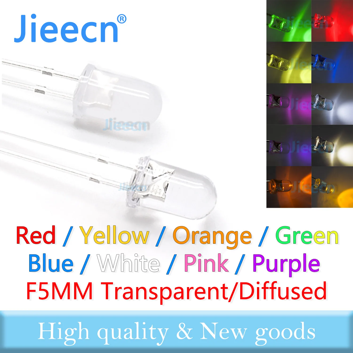 5MM F5 Red Blue Warm White Green Yellow Orange Pink Purple DIP LED Transparent Boundless Diffused High quality bead light diodes