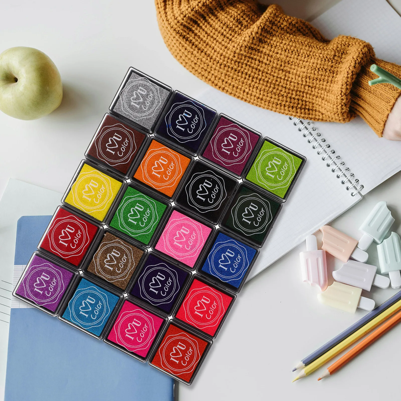 20Pcs Finger Painting Ink Pads Set Washable Safe Non-Toxic Vibrant Colors for Kids Creative Art Craft Stamp Pads Kindergarten