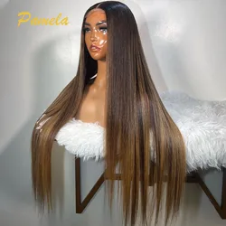 250% Density Wear and Go Glueless Wig Ombre 1B /27 Colored 13x4 Bone Straight Transparent Lace Frontal Human Hair Wigs For Women