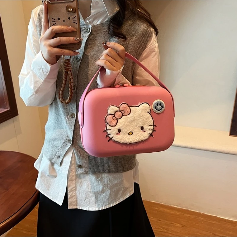 

New Kawaii Sanrio Hello Kitty Portable Makeup Bag with High Appearance and Fashion Suitable for Outdoor Portability Girl's Gift
