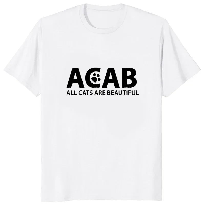 

Футболка с забавным принтом ACAB All Cat Are Beautiful, футболка с коротким рукавом Humor Hipster, повседневные футболки унисекс, удобные дышащие футболки