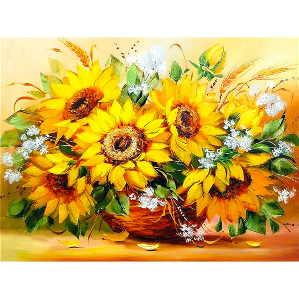 Sunflower Flower DIY 11CT Embroidery Cross Stitch Kits Craft Needlework Set Printed Canvas Cotton Thread Home    Dropshipping