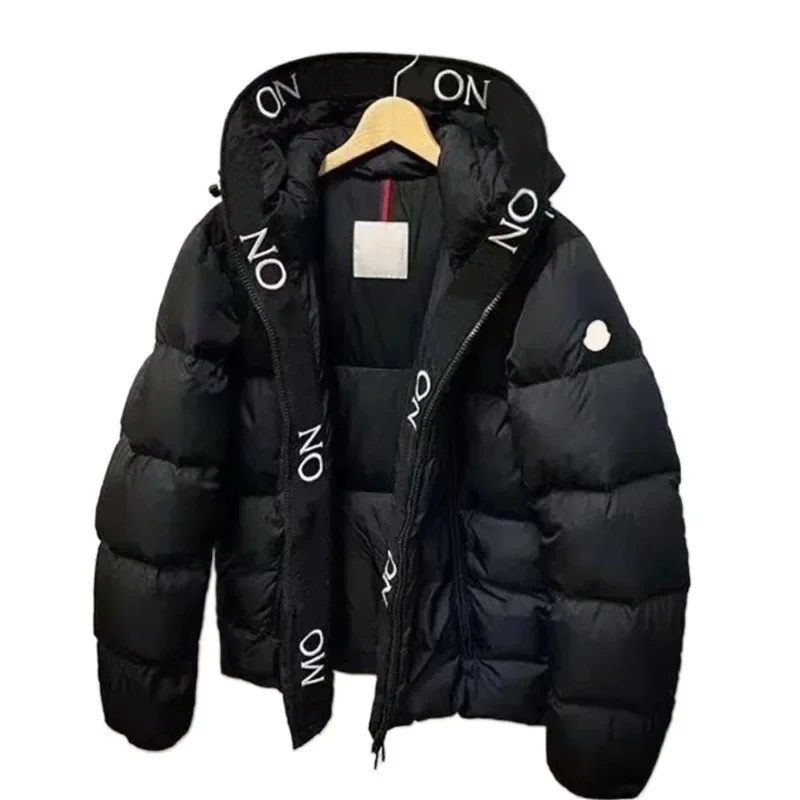 Chaqueta de plumón clásica para hombre con sombrero de chip, abrigo de invierno con bordado de letras, abrigo acolchado con estampado floral, ajuste regular de Chi continental