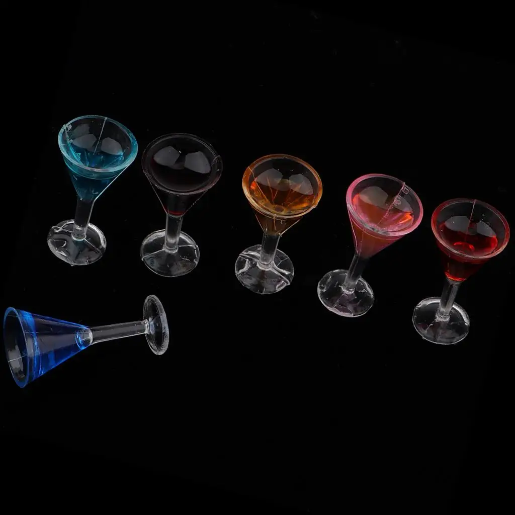 6 Pieces 1:12 Miniature Sharp Cocktail Glass Set Dollhouse Kitchen Accessories