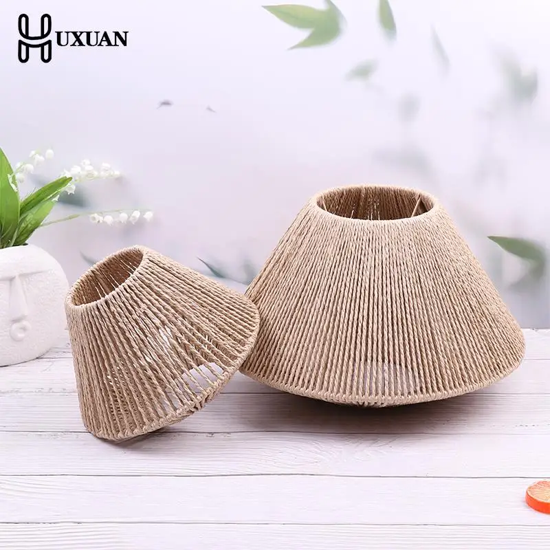 Straw Woven Lampshade Hanging Lamp Cover Rustic Lamp Shade For Home Hotel Restaurant Braided Vintage Lampshade