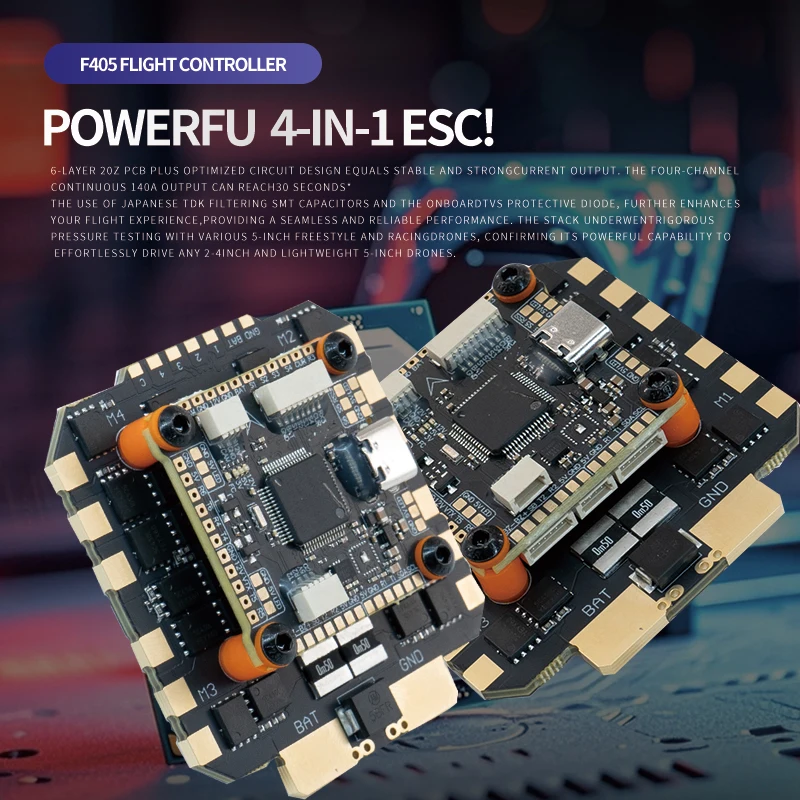 Sterownik lotu F405 z żyroskopem ICM42688P i regulatorami ESC 80A/100A, 3-8S, 30.5x30.5mm do dronów wyścigowych FPV, Plug and Play
