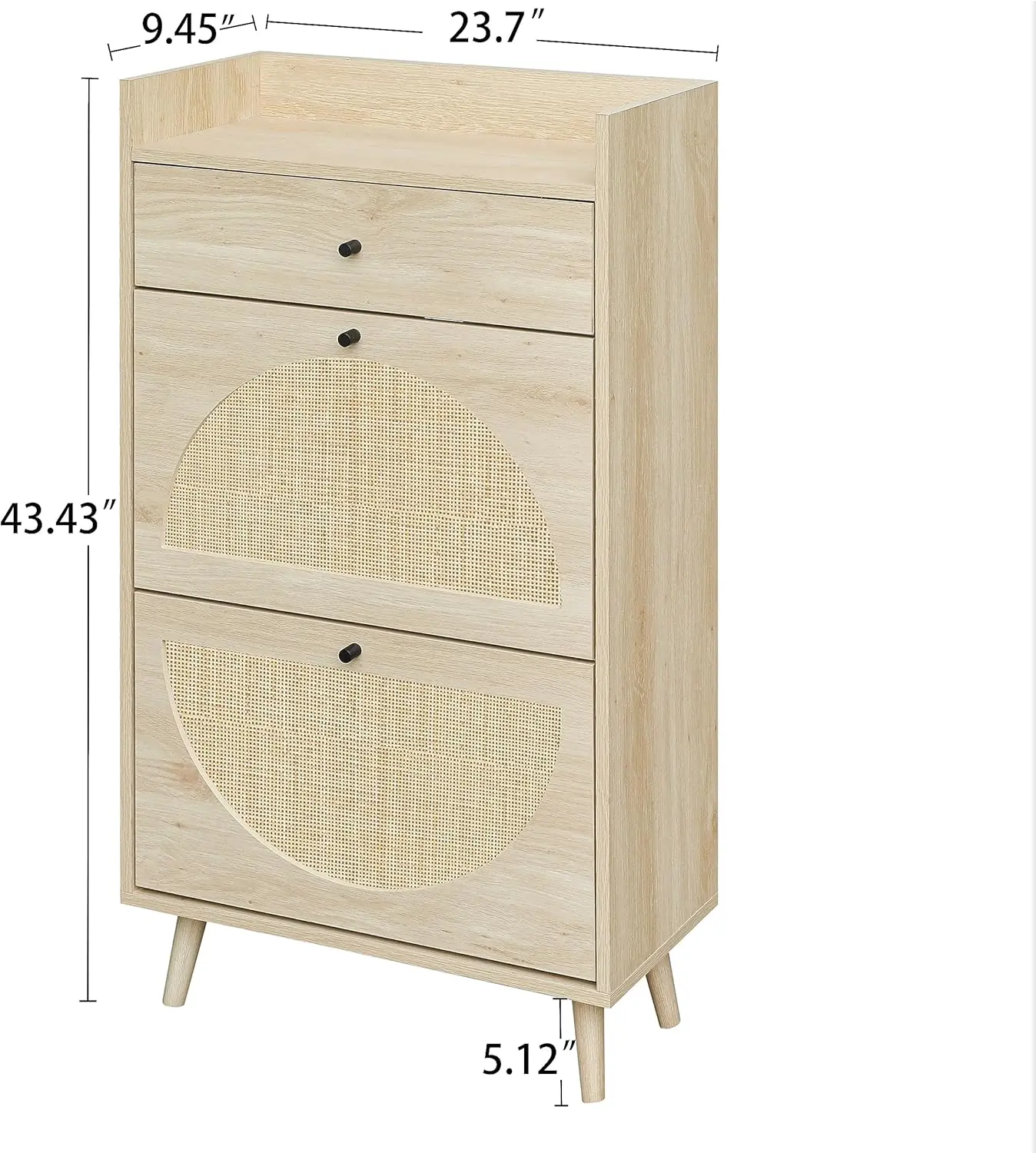 

Zehuoge Natural Rattan Shoe Cabinet With 2 Flip Drawers, 2-Tier Shoe Rack Storage Cabinet For Heels, Slippers, Free Standing