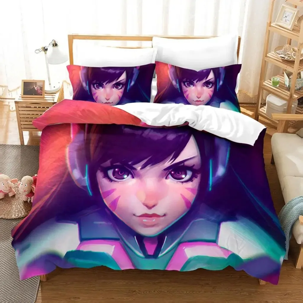 

3D Print Anime Overwatch Widowmaker Bedding Set Bed Cover Pillow Case Cartoon Anime Character Duvet Cover For Boys Queen