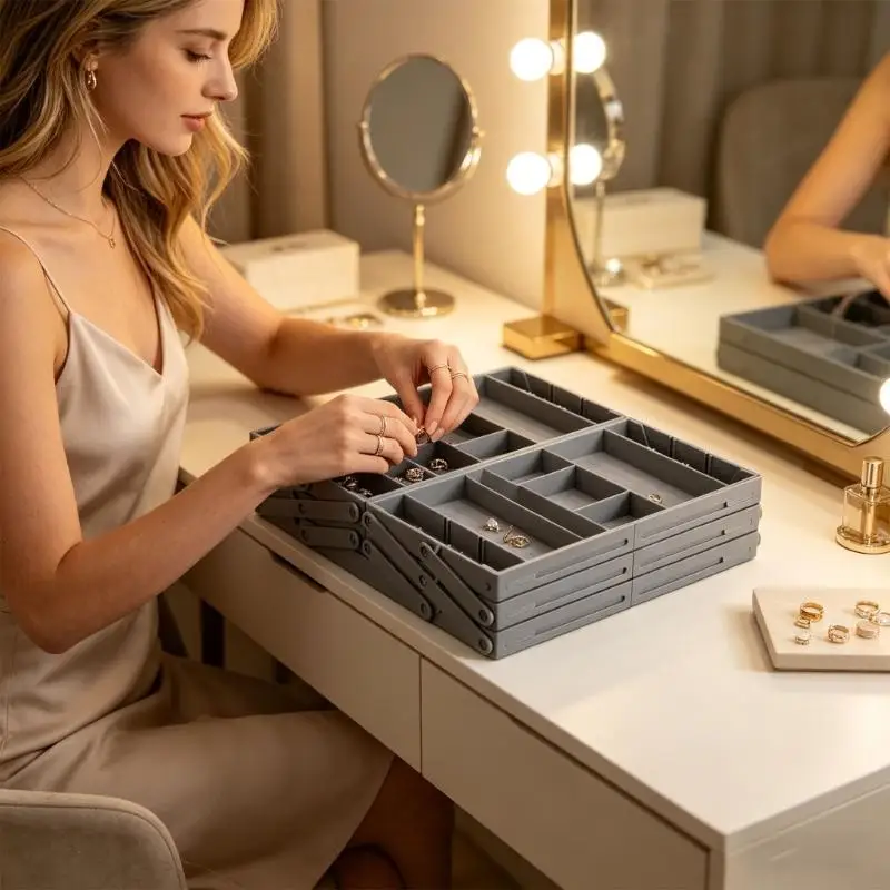 G92C Practical 3 Layer Drawer Separator For Small Items Storage In Bedroom Kitchen Or Work Area Featuring Expandable Structure