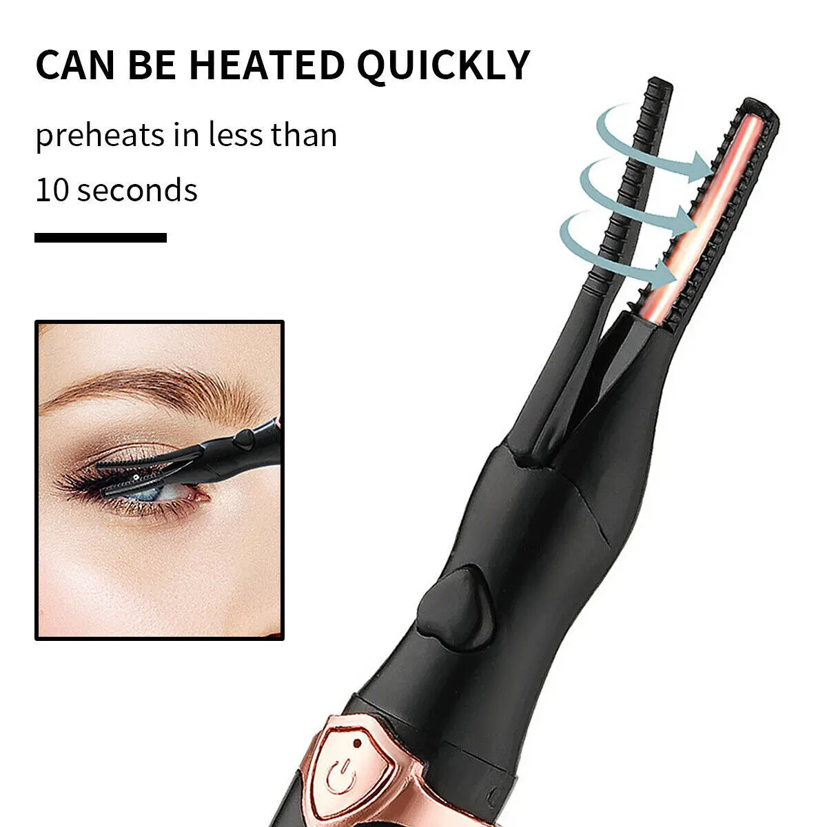 USB Rechargeable Electric Heated Eyelash Curler Long Lasting Makeup Tool 3 Mode Quick Heating Natural Eyelash Curler Makeup