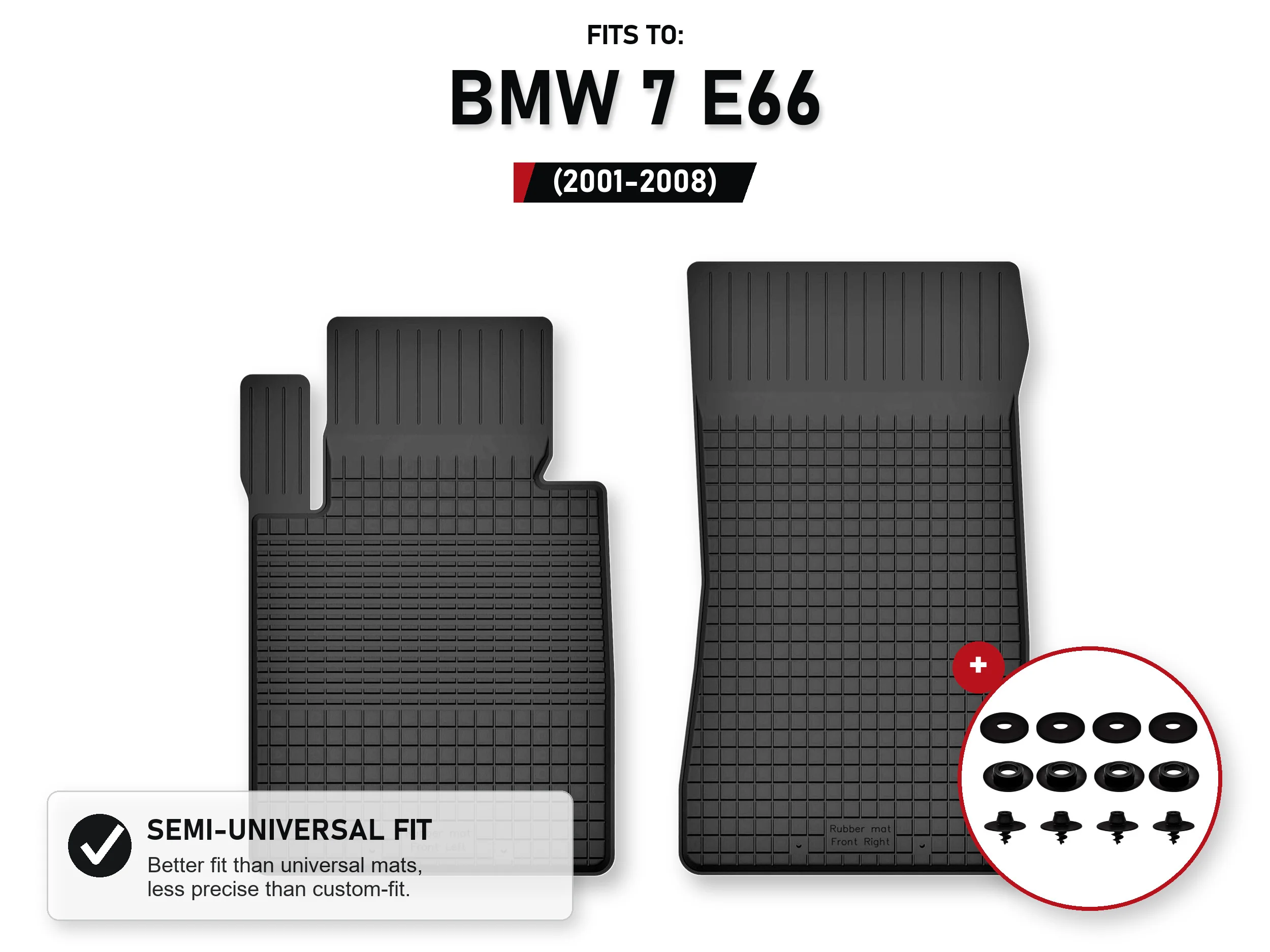 Automatten voorbak voor: Bmw 7 E66 2001-2008 Sedan Lang met stoppers