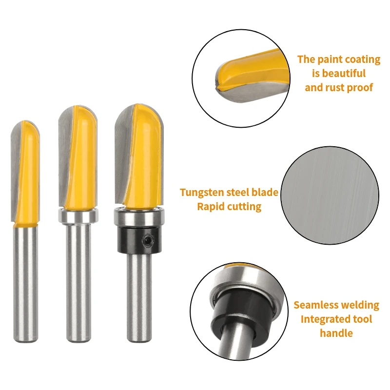 YUSUN Round Nose Bit With Bottom Bearing Router Bit Woodworking Milling Cutter For Wood Bit Face Mill Carbide Cutter End Mill