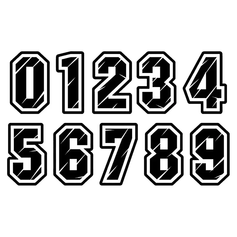 สติกเกอร์รถไม่มีตัวเลขพื้นหลัง0 1 2 3 4 5 6 7 8 9หมายเลขหมวกกันน็อคแข่งรถไวนิลสติ๊กเกอร์อุปกรณ์เสริมรถจักรยานยนต์