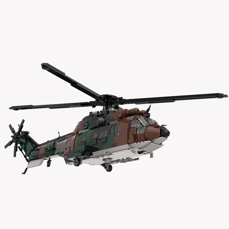 

Moc Building Blocks Special Ops Helicopter AS532 Cougar Model Technology Bricks DIY Assembly Airplane Toys For Kids Children