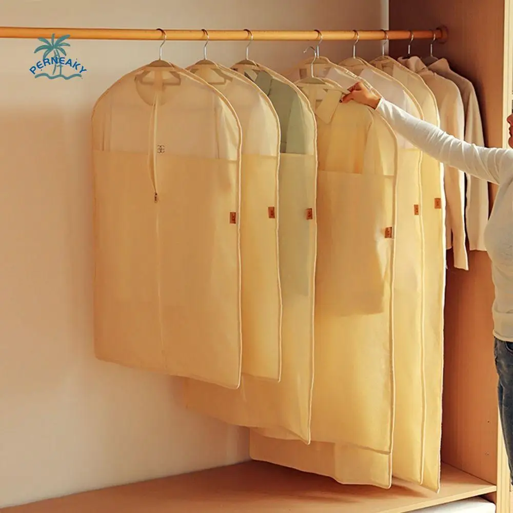 

Portable Cotton Linen Clothes Dust Cover Protective Dustproof Suit Cover Storage Bag Reusable Breathable Wardrobe Organizer Men