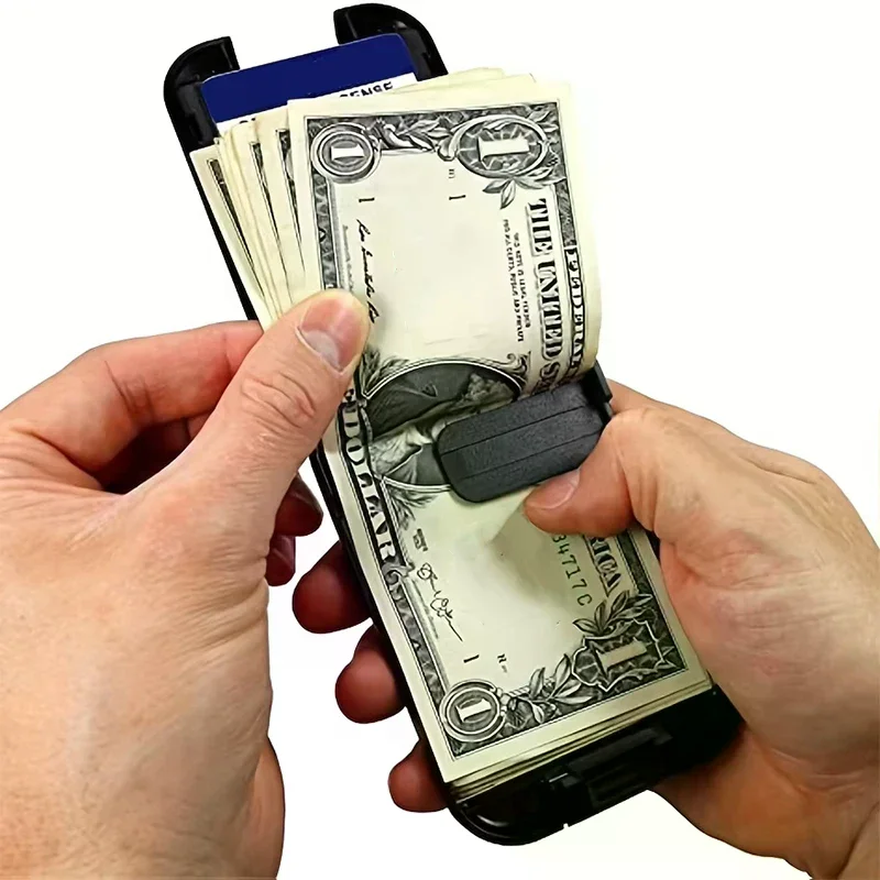 

Тонкий кошелек с блокировкой RFID для мужчин, съемный металлический кошелек для денег с зажимом для денег для мужчин, устойчивый к ударам