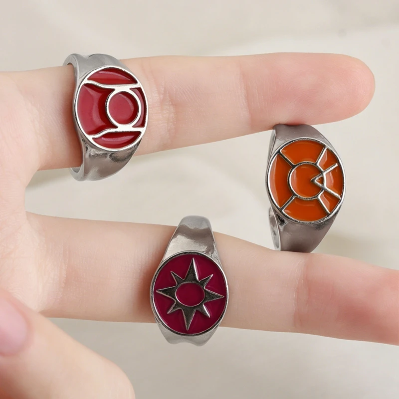 Colorful Symbol Ring Emotional Spectrum Green Ring Adjustable Open Ring Retro Fantasy Jewelry Accessory Gift
