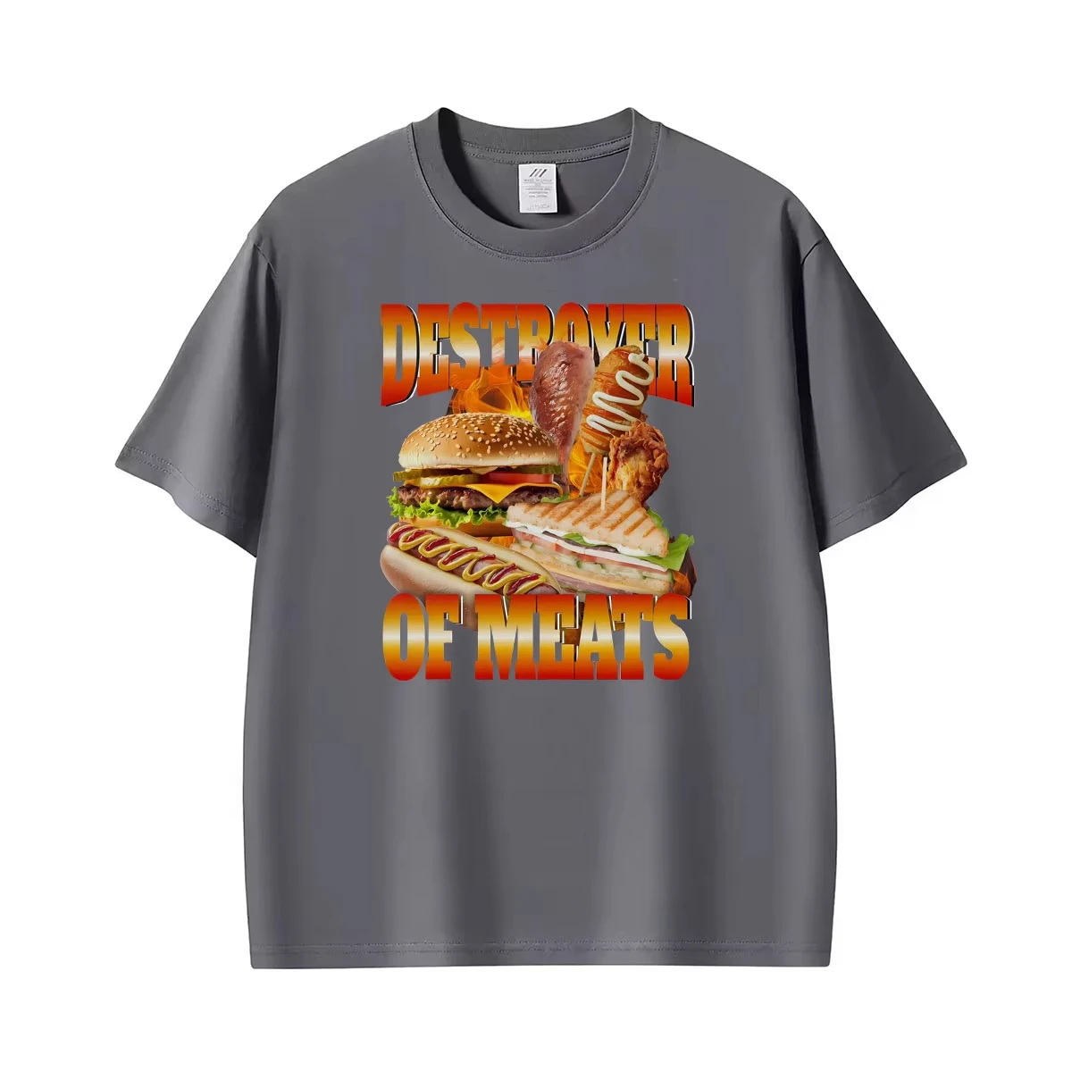Destroyer of Meats Funny 4th of July 90s Vintage T Shirts Men Women Clothing Fashion Cotton Casual Oversized T-shirts Streetwear