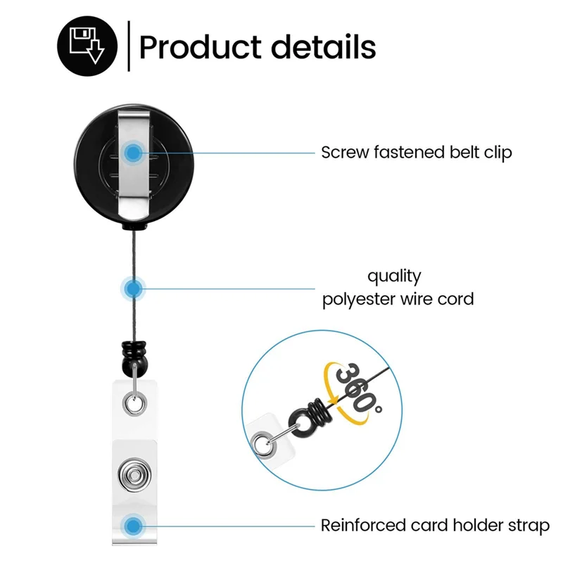 Well Made-100 PCS Retractable Badge Reel Clips ID Card Holder Reel With Metal Belt Clip For Hanging Cards Key Chains