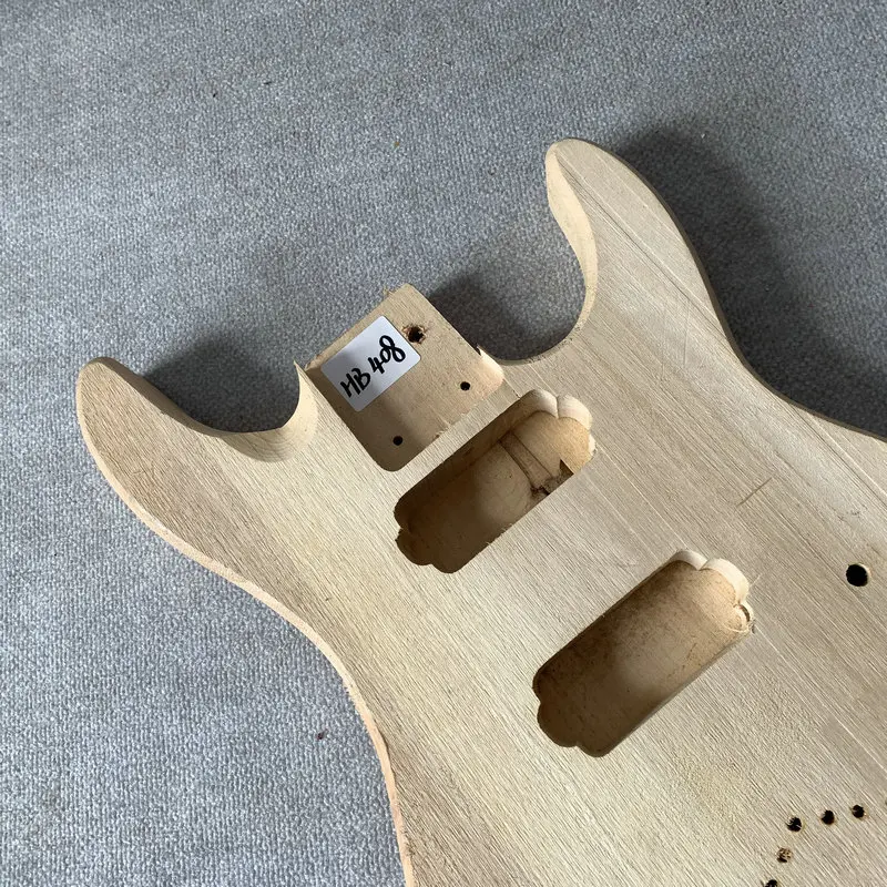 HB408  Unfinished 7 Strings Electric Guitar Body HH Pickups String Through DIY Guitar Parts Replace Accessories  Solid Wood