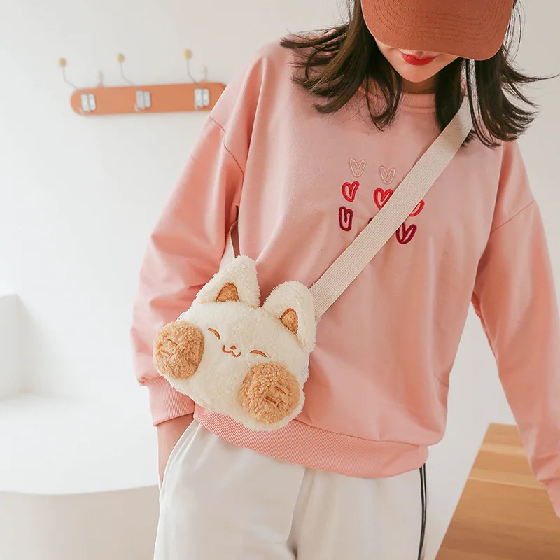 Cute rabbit plush bag female 2022 new personality furry messenger bag girl heart doll toy shoulder bag