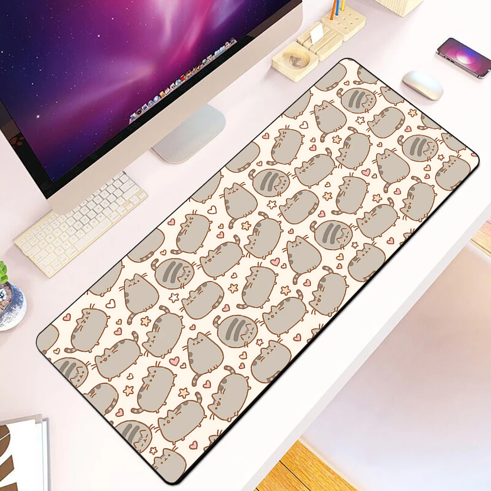 Cute Pusheens Cats Mousepad HD Printing Computer Gamers Locking Edge Non-slip Mouse Pad XXL90x40cm Keyboard PC Desk Pad