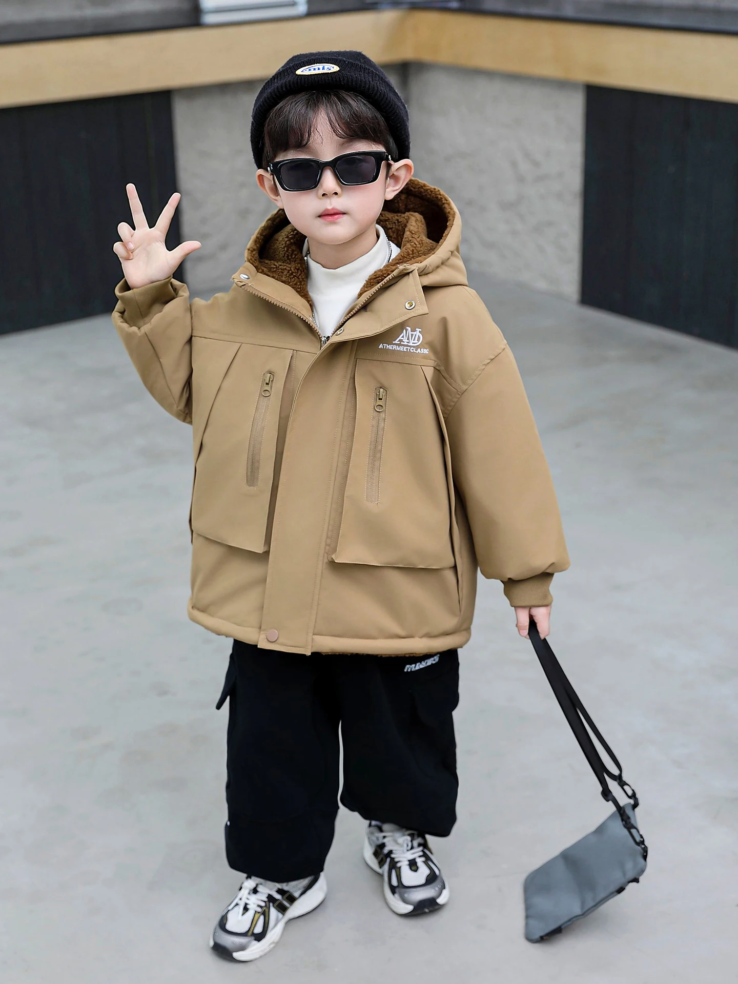 

Double-Sided Wear Thiened Cotton Jaet for Boys Mid-Length Faionable Winter Coat Warm Youthful Sle Korean Trend