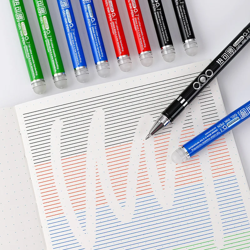 4PCS Heat Erasable Pens  Nib Colored Gel Pen 0.7MM Smooth Writing Black Blue Red Green Ink Heat Sensitive Pens