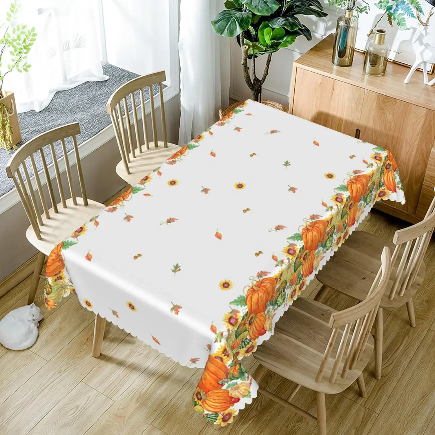 

Fall Waterproof Tablecloths for Table Decor Autumn Thanksgiving Pumpkins Sunflowers Rectangle Table Cloths Holiday Party Decor