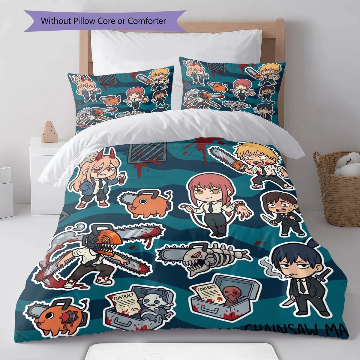 Chainsaw Man Soft Comfort Duvet Cover, Kids Bedding Set Gift,Size  Various Options -HE7