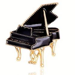 1 pcs Black Enamel Piano Brooch Women's Alloy Musical Instruments Music Party Casual Pin Gift Jewelry Corsage