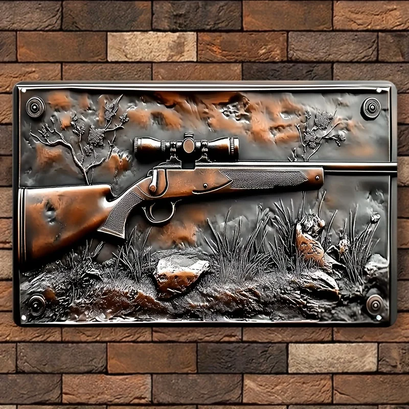 1pc, Metal Aluminum Sign Wall Hanging 7.87inch X 11.81inch, 2D Gift AR-15 Assault Rifle, Square Decoration, Square Sign