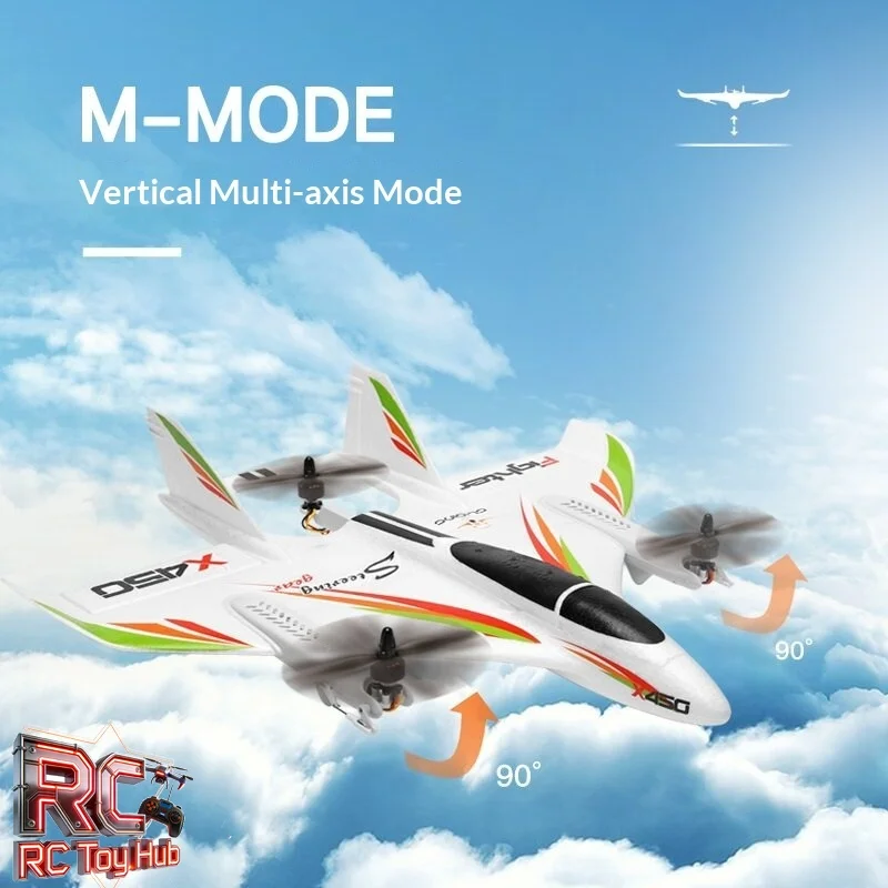 Wltoys X450 6ch Rc Glider Airplane Brushless Motor Fixed Wing Vertical Takeoff Stunt Mode Long Endurance Epp Model Gift For Men