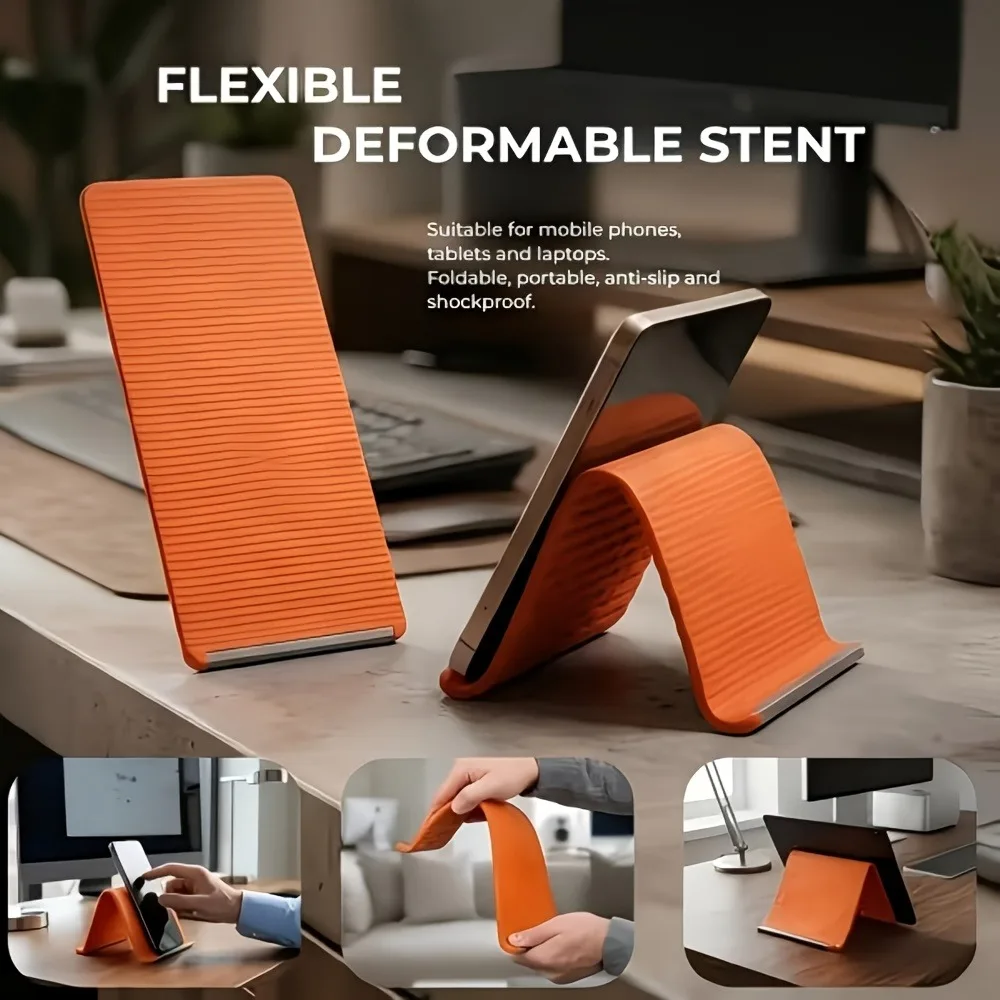 Flexible Foldable Silicone Phone Holder Portable Adjustable Multi-Angle Desktop Stand for IPhone IPad Laptop Tablet Home Office
