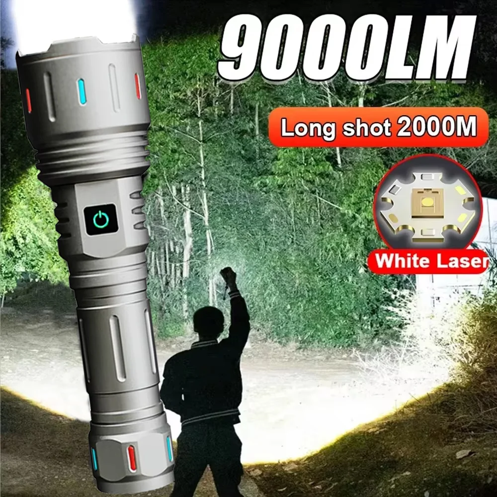 

10Upgrade Fluorescent Flashlight 800W High Power LED Flashlights Ultra Powerful USB Rechargeable Torch Light Tactical Hand Lante