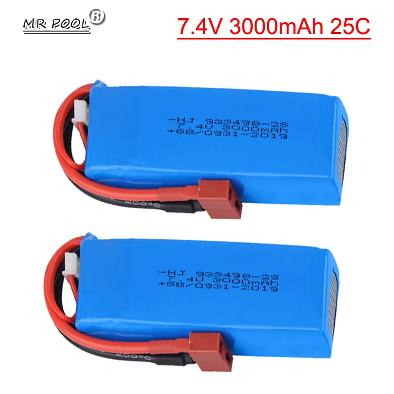 Upgrade Parts 7.4V 3000mAh Lipo Battery 933498 2s with T-type plug for WLtoys 144001 124018 124019 124017 144010 RC truck RC Car