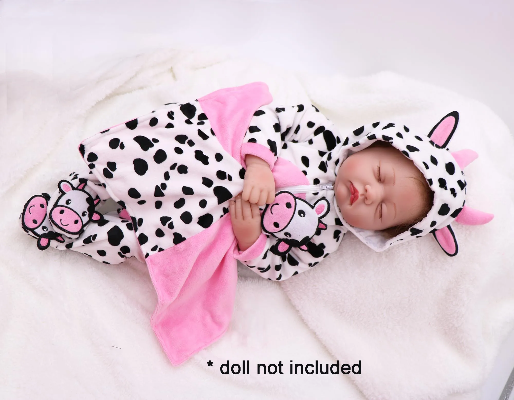 Ying Huan Mei dolls Clothes Newborn baby outfit fit 20-22 inch dolls ,dress has Cow print on dress