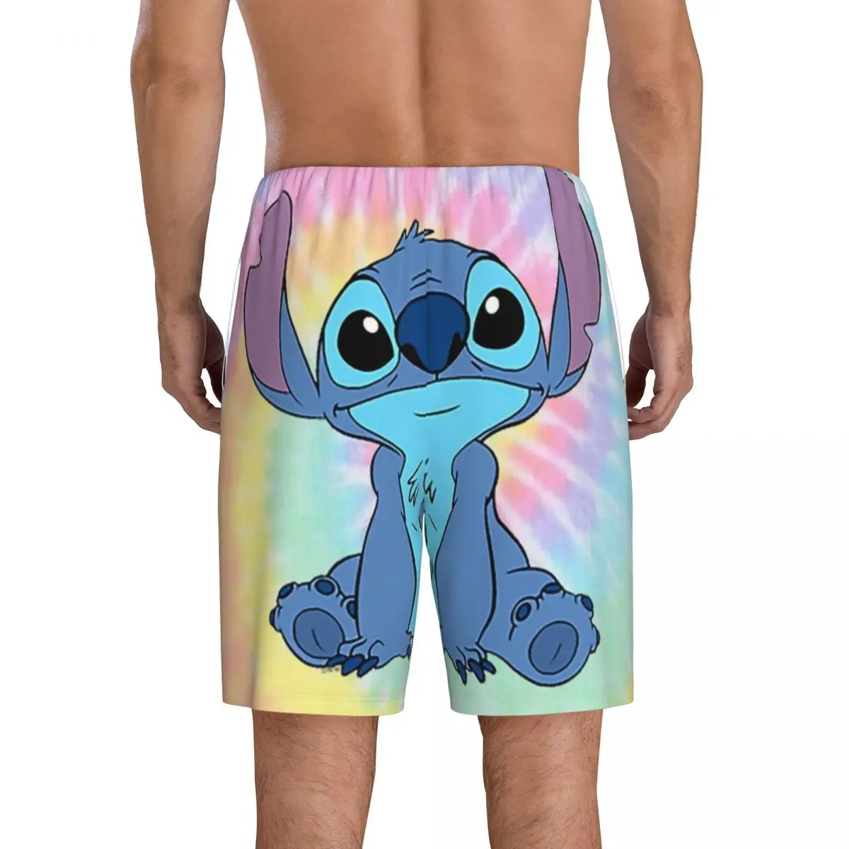 Custom Colorfull Stitch Poster Pajama Bottoms Men Lounge Sleep Shorts Stretch Sleepwear Pjs with Pockets