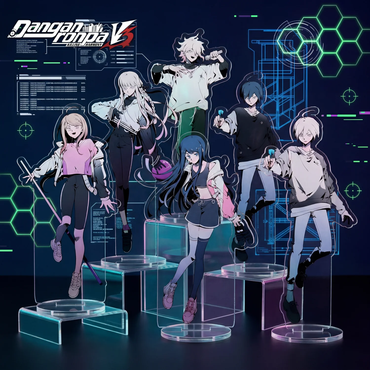 Danganronpa V3 Series Kokichi Oma Shuichi Saihara Kaede Akamatsu Acrylic Stand 15cm Keychain Double Sided HD Print Desk Decor