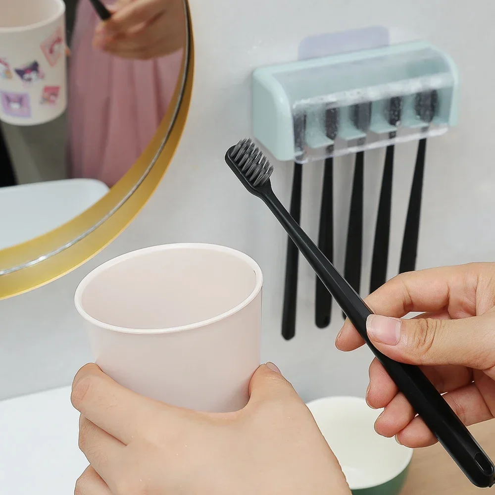 Porte-brosse à dents avec couvercle, supports de rangement anti-poussière et sans poinçon, fournitures de rangement murales pour salle de bain à domicile, 2026