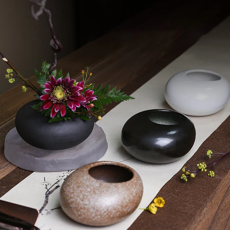 Ceramic Small Water Drop Flower Pot Vase Device Zen Tea Table Desktop Japanese Ikebana Flower Arrangement Utensils Ceramic Tools