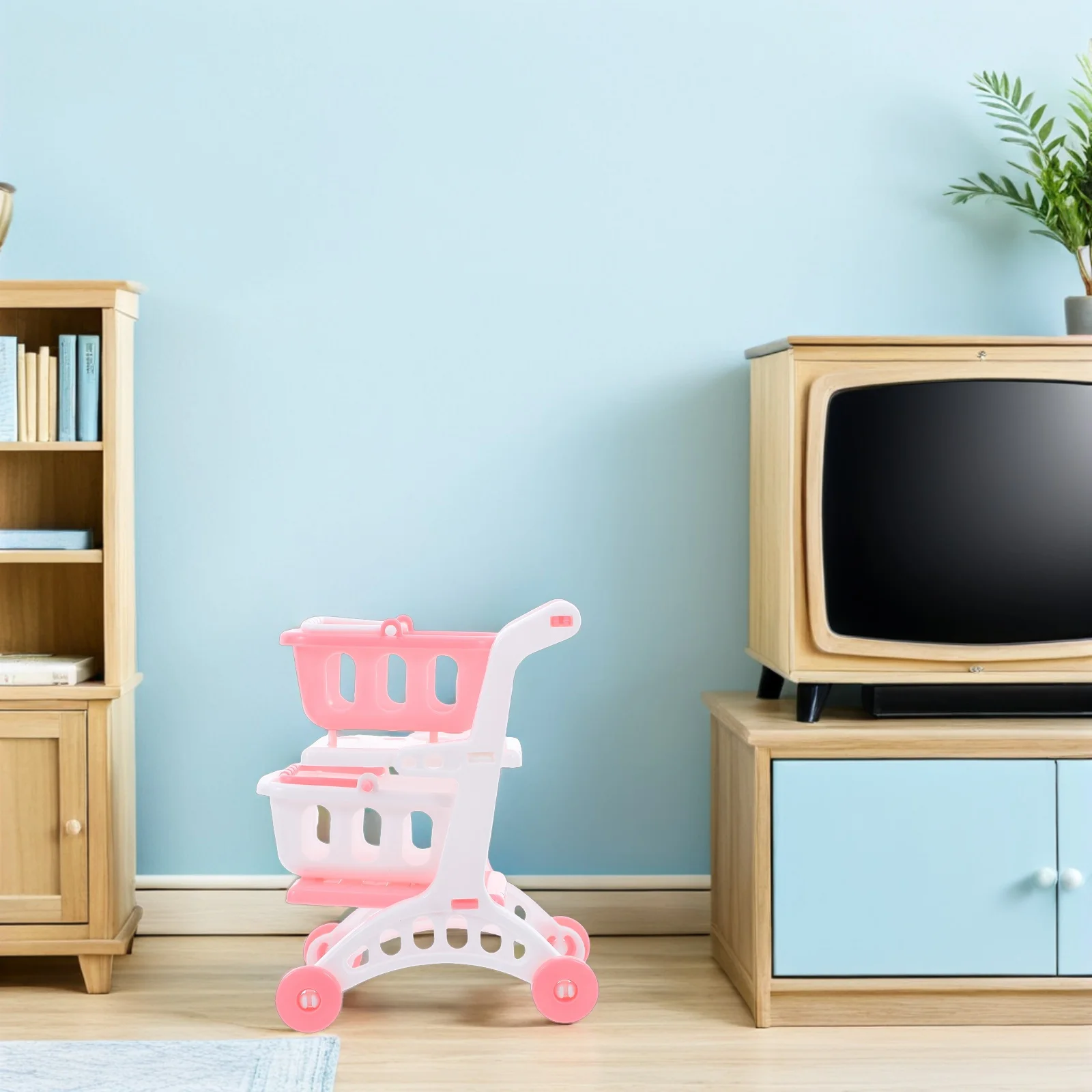 8 Stuks Mini Kinderen Supermarkt Winkelwagentjes Dubbellaags Kruidenier Handkarren Indoor Outdoor Fantasiespel Kruidenier Winkel Winkelwagen