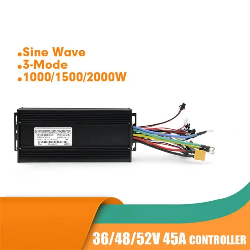 A69P-36/48V/52V E-Bike 45A 1000/1500/2000W Three Mode Sine Wave Brushless Controller For Electric Bicycle Ebike E-Scooter