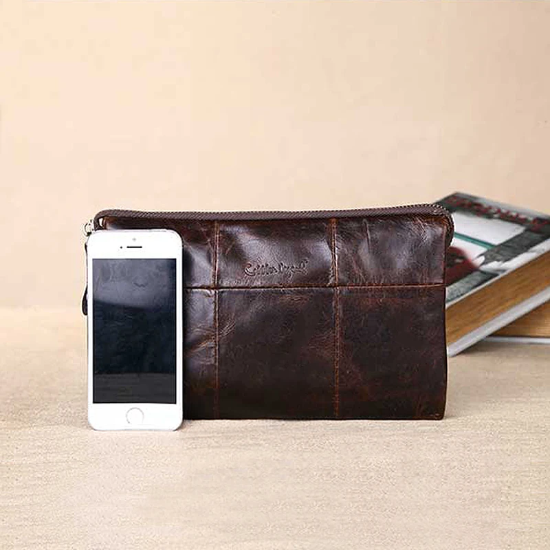 Business Clutch bag Multifunction Men Wallet Genuine Leather Long Wallets Purse Large Capacity Cell Phone Pocket