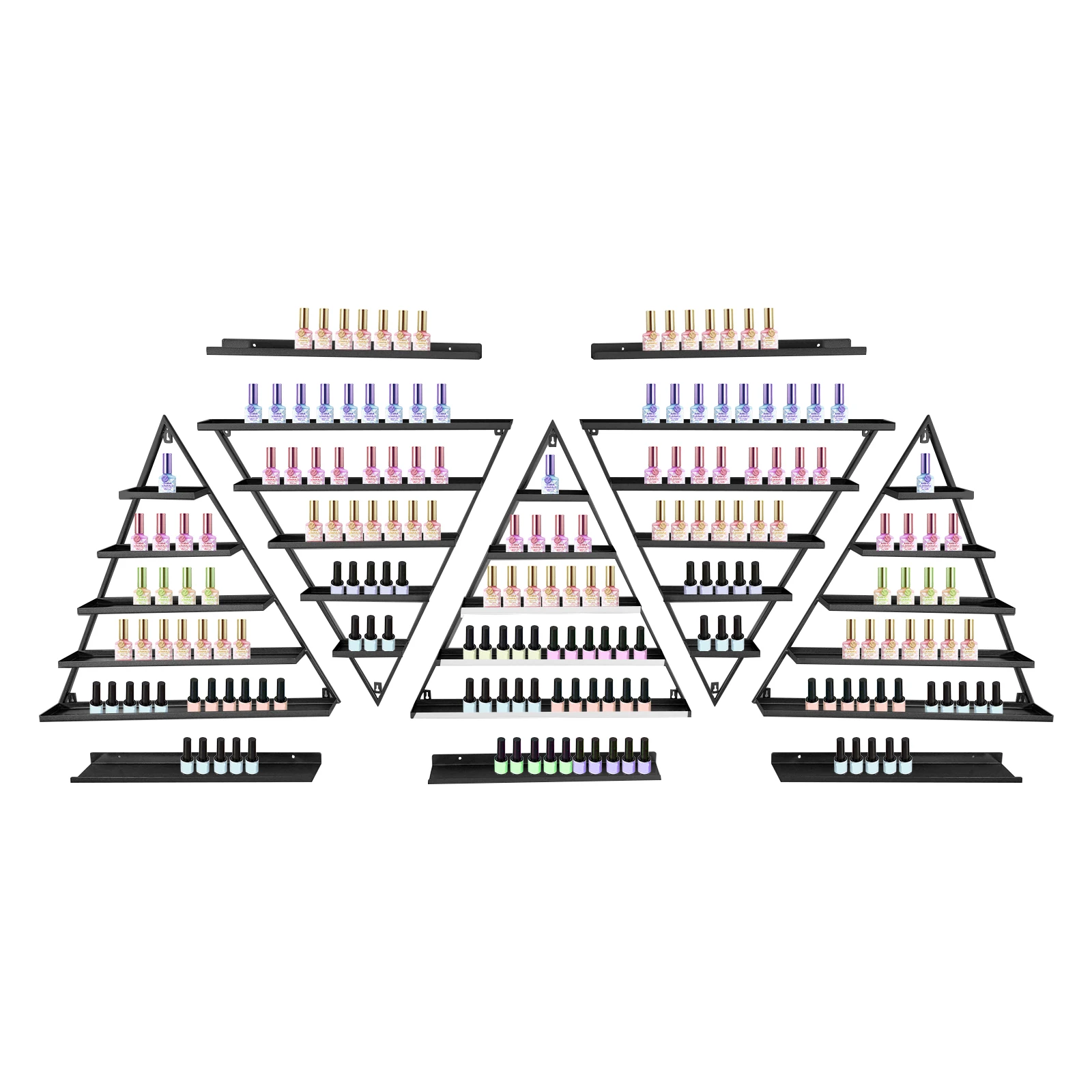 10PCS Triangular Nail Polish Racks, Wall-mounted Nail Polish Racks, 5-tier Display Racks for Cosmetics