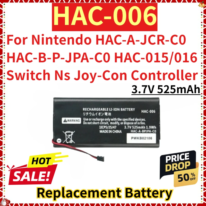 

Для Nintendo HAC-A-JCR-C0 HAC-B-P-JPA-C0 HAC-015/016 переключатель Ns Joy-Con контроллер новый сменный аккумулятор 3,7 В 525 мАч HAC-006